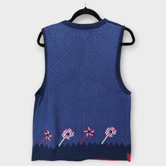 Womens The Quacker Factory Knit American Flag Patriotic Vest Size Small - Picture 5 of 6